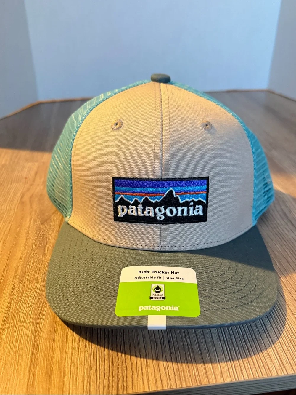 Patagonia Kids Trucker Hats Lot of 2 NWT Teal Beige Red White